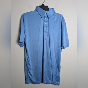 Collars & Co. Blue Short Sleeve Polo Dress Shirt Sz L